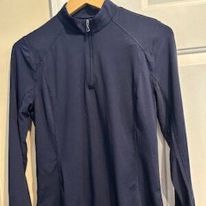 Women's Active Wear Top Pro Tour Small Navy Blue Zipper in Front Long Sleeve